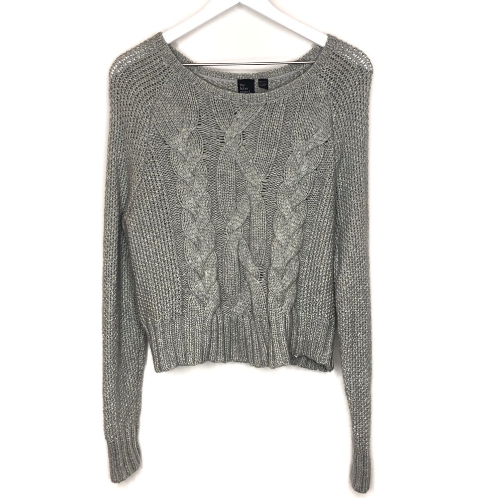 The Fisher Project Cropped Cable Knit Sweater